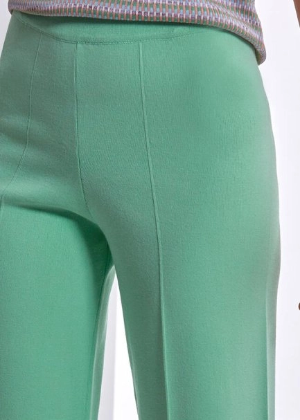 Yırtmaç Detaylı Yeşil Trıko Pantolon - 5