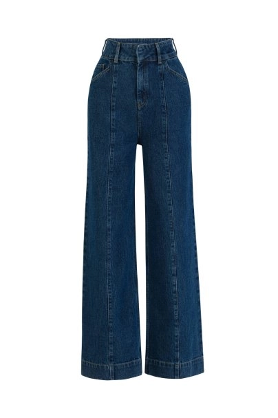 Yüksek Bel Mavi Denim Pantolon - 6