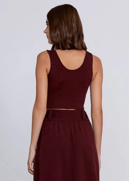 Yün Karışımlı Bordo Triko Crop Üst - 3