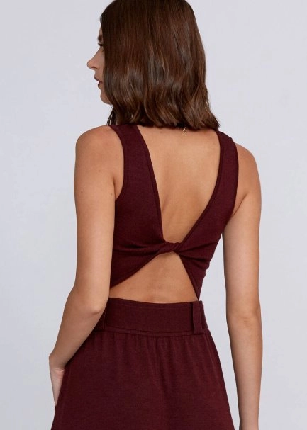 Yün Karışımlı Bordo Triko Crop Üst - 7