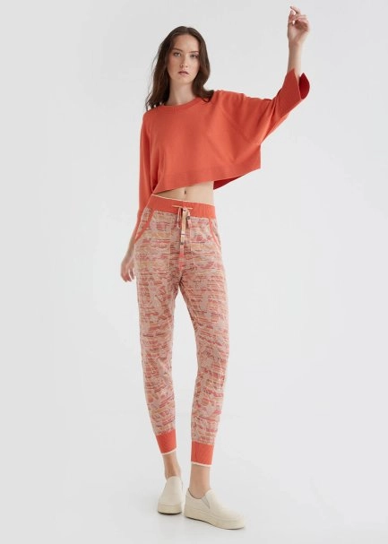 Bol Kesim Mercan Rengi Crop Triko Üst - 2