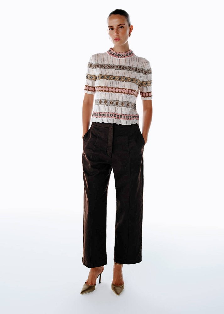 KNITSS - Barrel Leg Pantolon Koyu Kahverengi