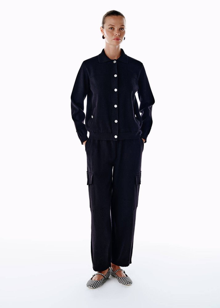 KNITSS - BLACK KNIT CARGO PANTS