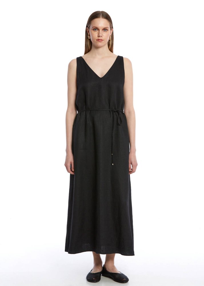 KNITSS - BLACK LINEN DRESS