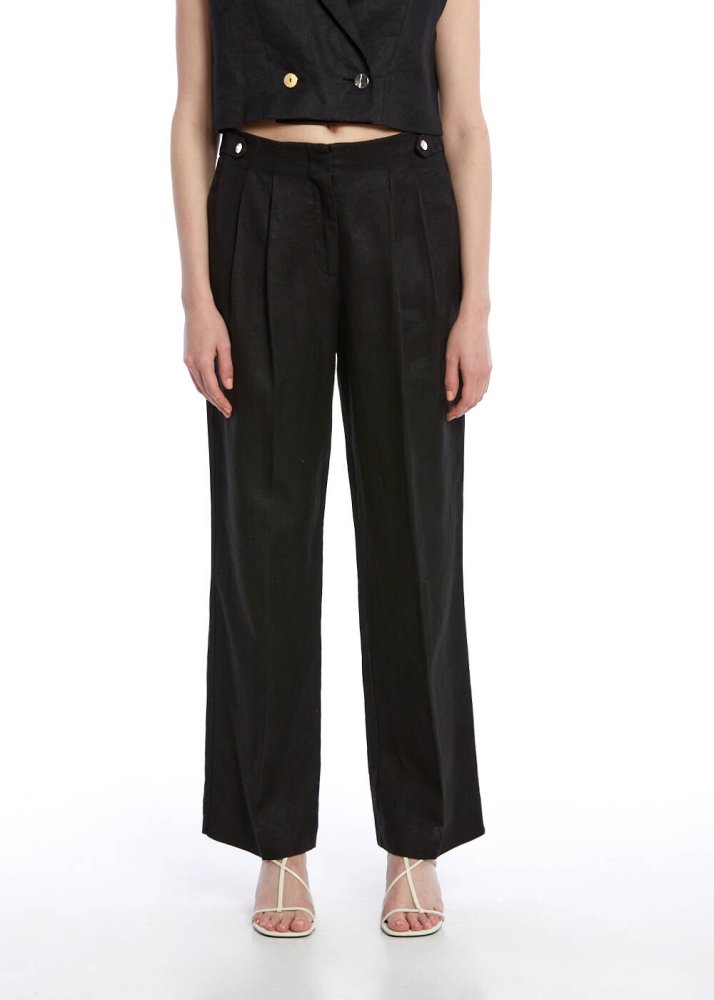 KNITSS - BLACK LINEN PANTS