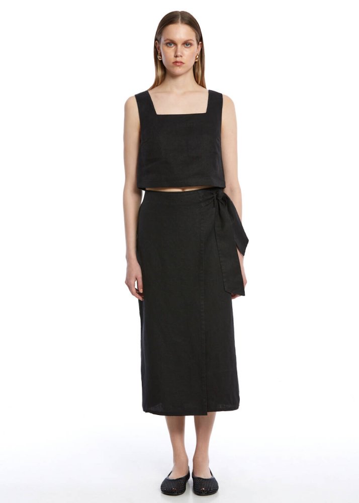 KNITSS - BLACK LINEN SKIRT