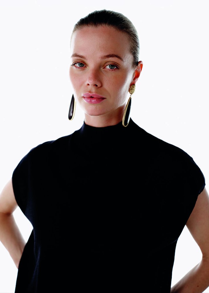 KNITSS - BLACK MERINO WOOL BLEND KNIT TOP