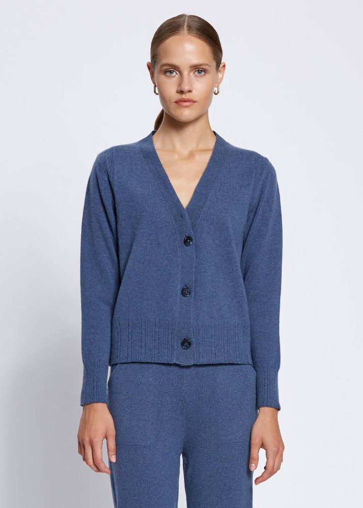 KNITSS - Cable Detailed Blue Cashmere Knit Cardigan
