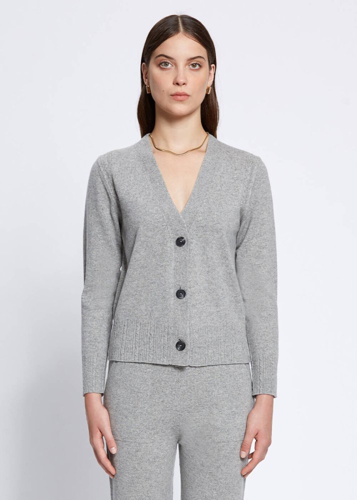 KNITSS - Cable Detailed Grey Cashmere Knit Cardigan