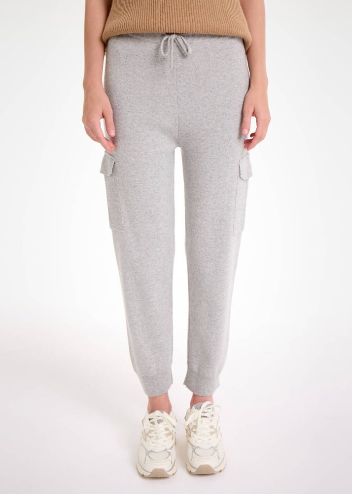 KNITSS - CASHMERE BLEND GREY CARGO KNIT PANTS
