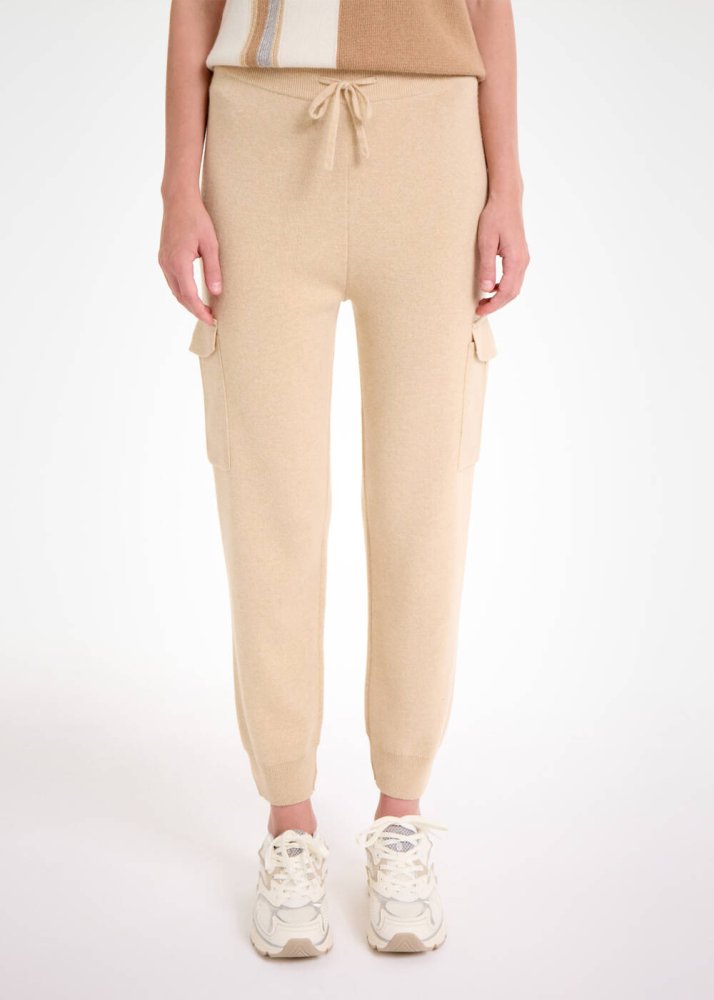 KNITSS - CASHMERE BLEND LATTE CARGO KNIT PANTS