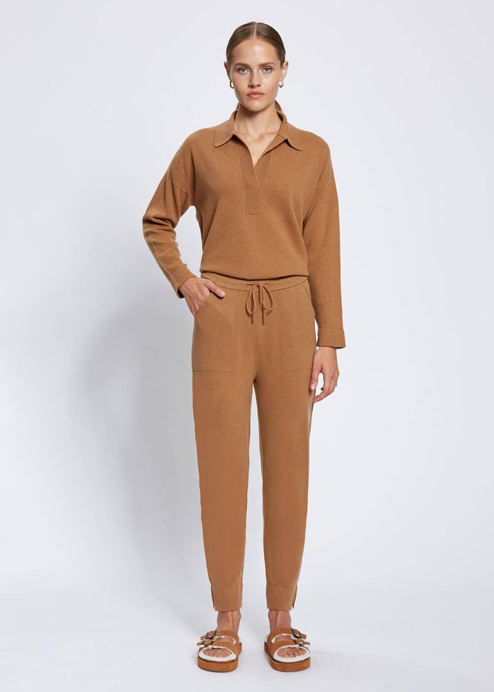 Knitted Pants - birch, clay, mink