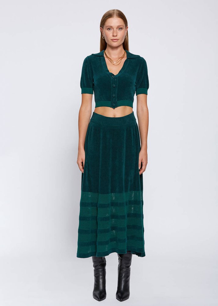 KNITSS - CHENILLE TOUCH MALACHITE KNIT SKIRT