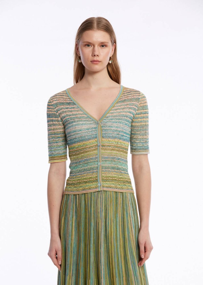 KNITSS - COLOR BLOCK EXOTIC KNIT CARDIGAN