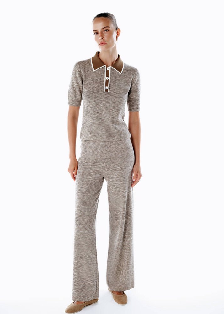 KNITSS - COLOR BLOCK KNIT PANTS NATURAL