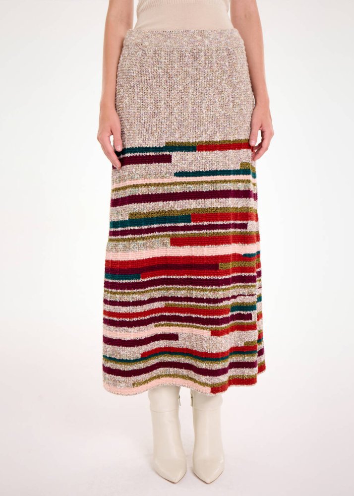 KNITSS - COLOR BLOCK KNIT SKIRT