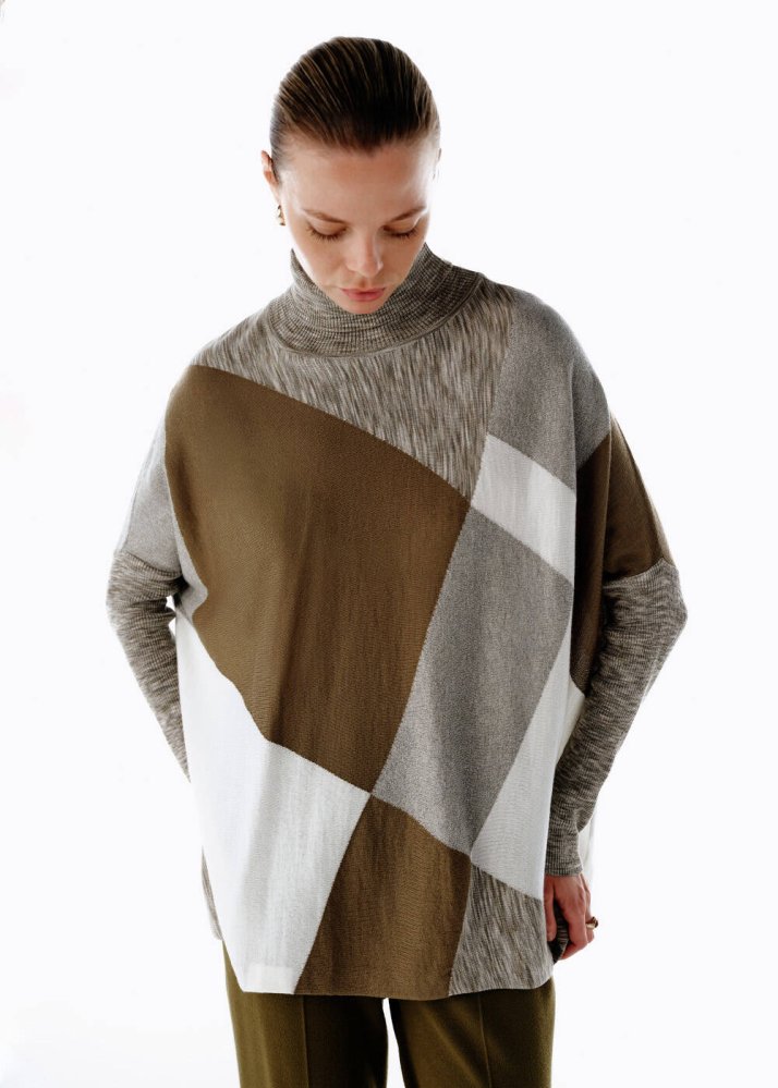 KNITSS - Color Blok Merino Yün Karışımlı Triko Tunik