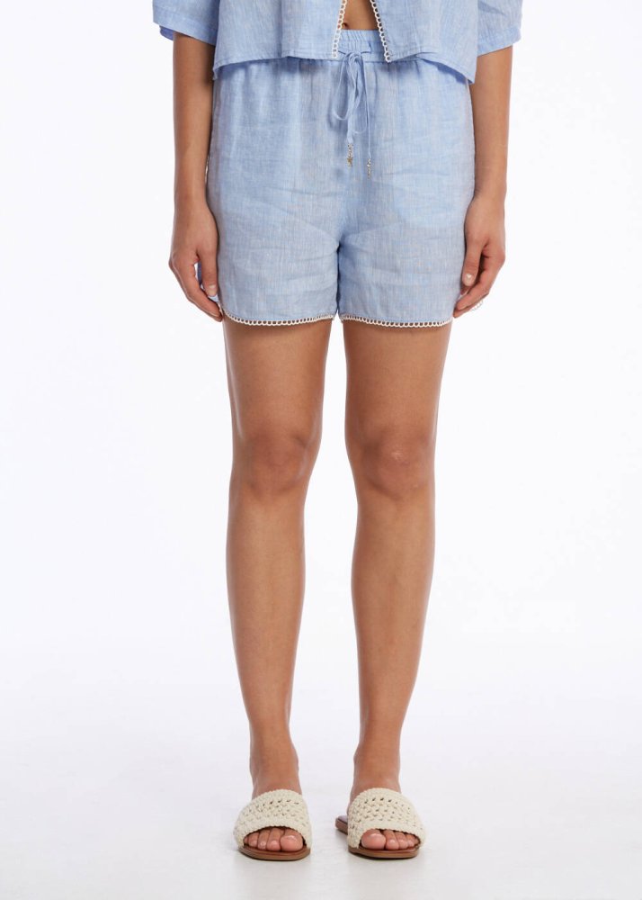 KNITSS - CONTRAST DETAILED SKY KNIT SHORTS