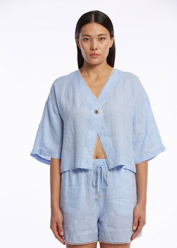 KNITSS - CONTRAST DETAILED SKY KNIT TOP