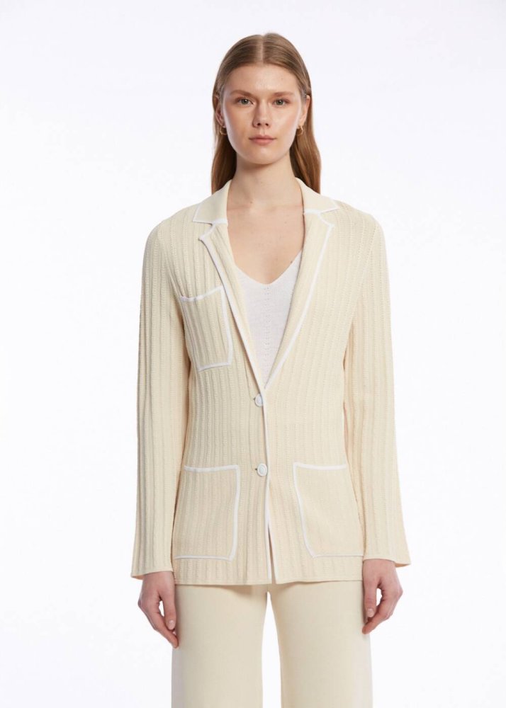 KNITSS - CONTRAST STRIPED SAND KNIT JACKET