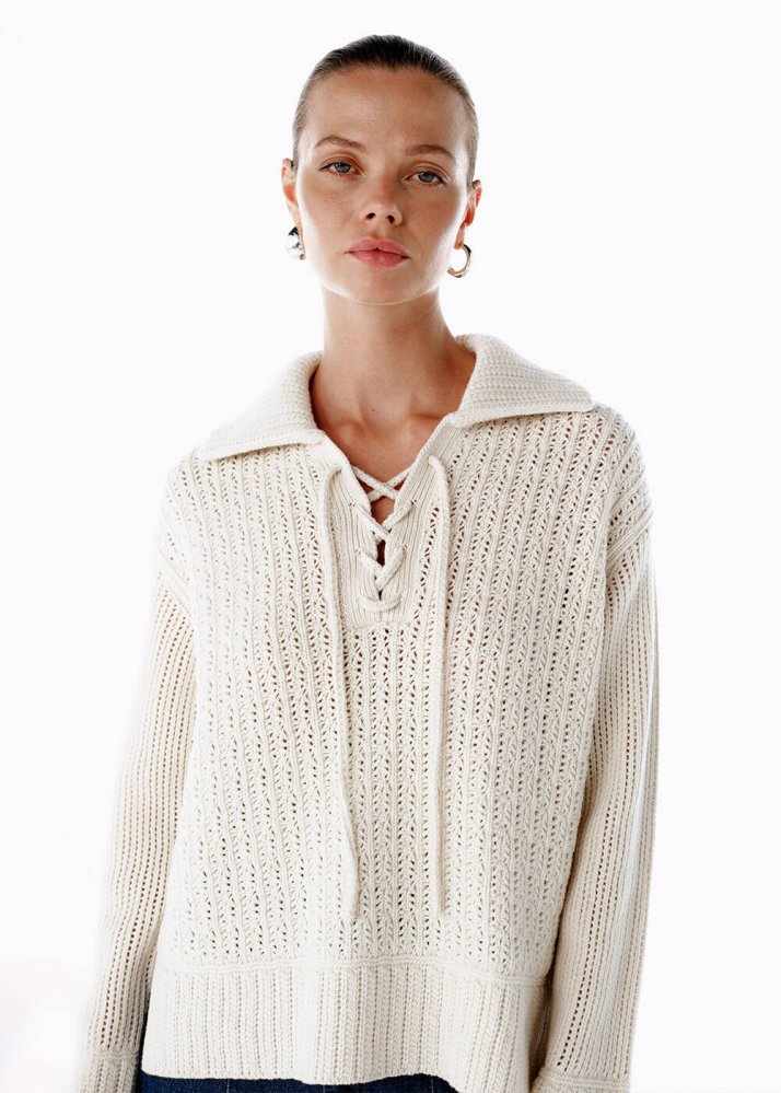 KNITSS - CREAM ORGANIC COTTON CASHMERE BLEND SWEATER