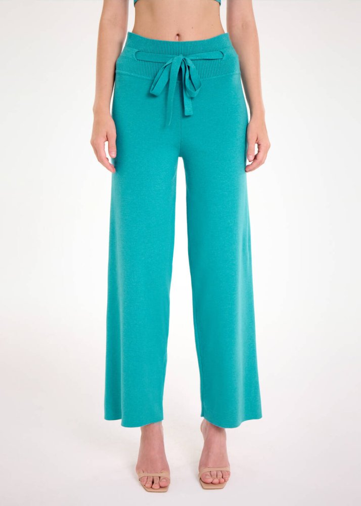 KNITSS - DRAWSTRING TEAL KNIT PANTS