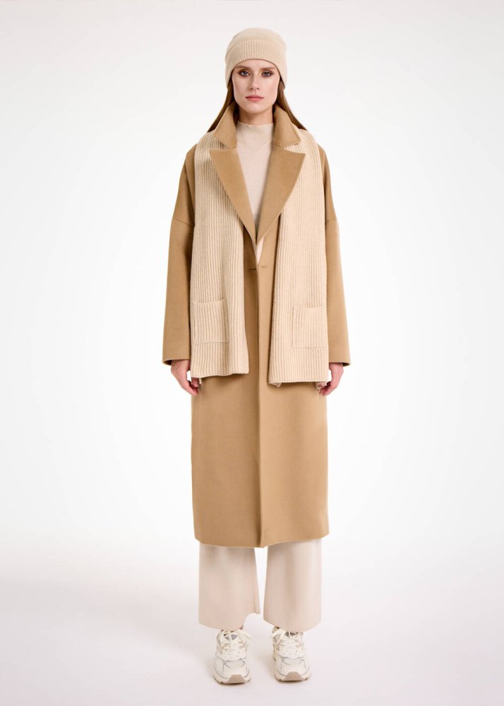 KNITSS - Essential Cep Detaylı Krem Kaşmir Atkı