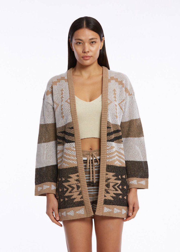 KNITSS - ETHNIC PATTERNED DESERT KNIT CARDIGAN