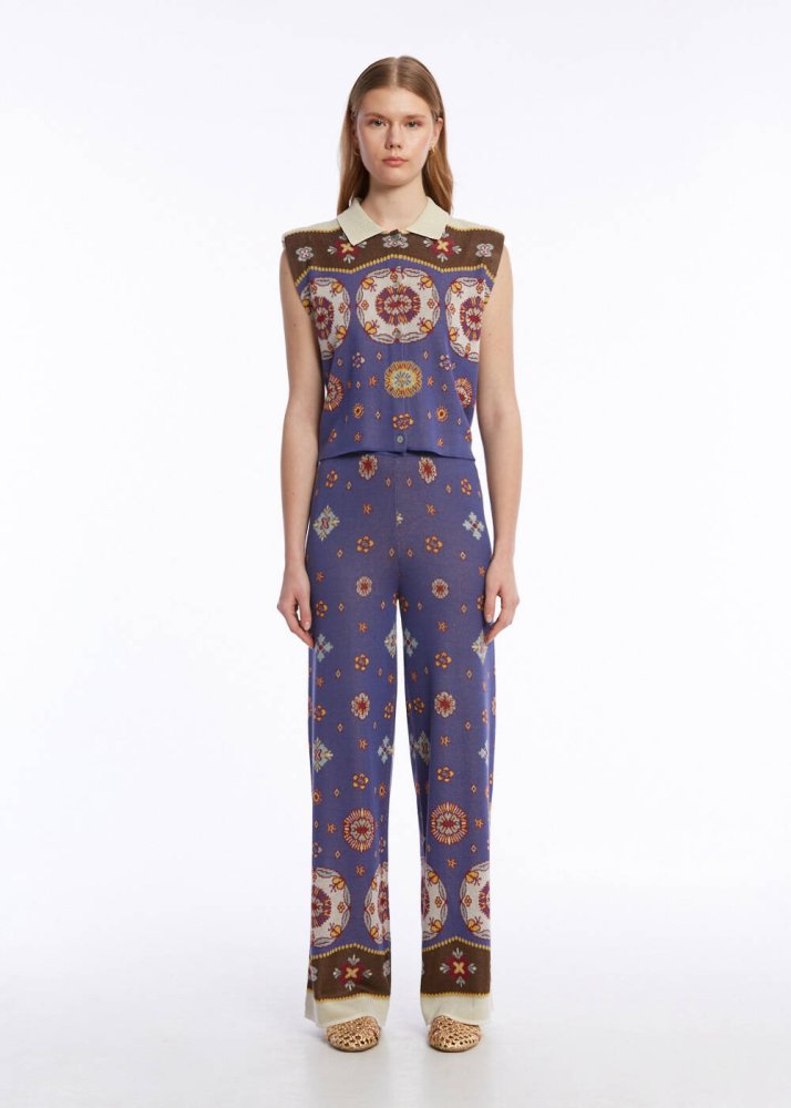 KNITSS - Etnik Desenli Triko Pantolon