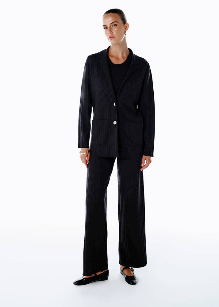 KNITSS - EXTRAFINE MERINO WOOL RICH BLEND KNIT JACKET BLACK