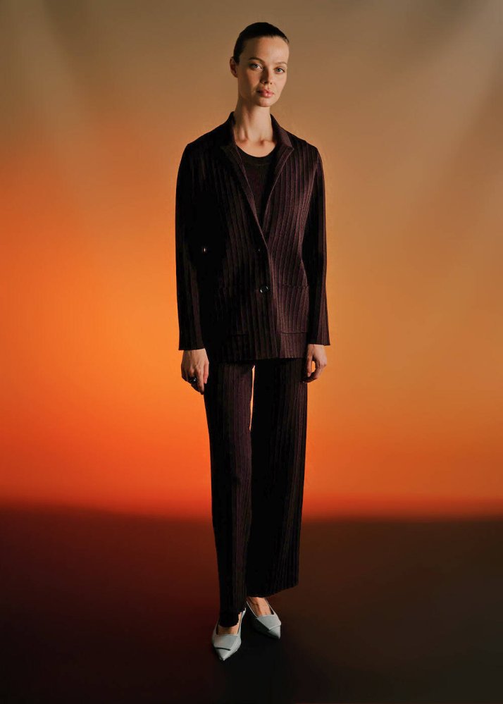 KNITSS - Extrafıne Merino Yün Karışımlı Triko Ceket Mürdüm