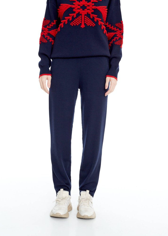 KNITSS - Extrafıne Navy Merino Wool Knit Pants