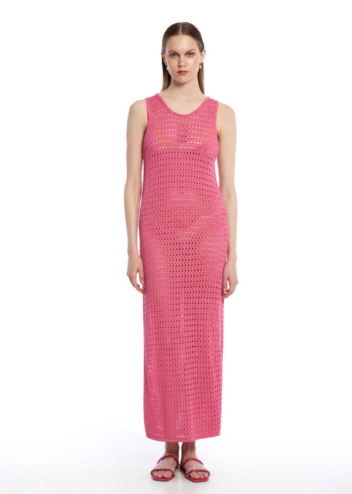 KNITSS - FANCY KNIT DETAILED CYCLAMEN KNIT DRESS