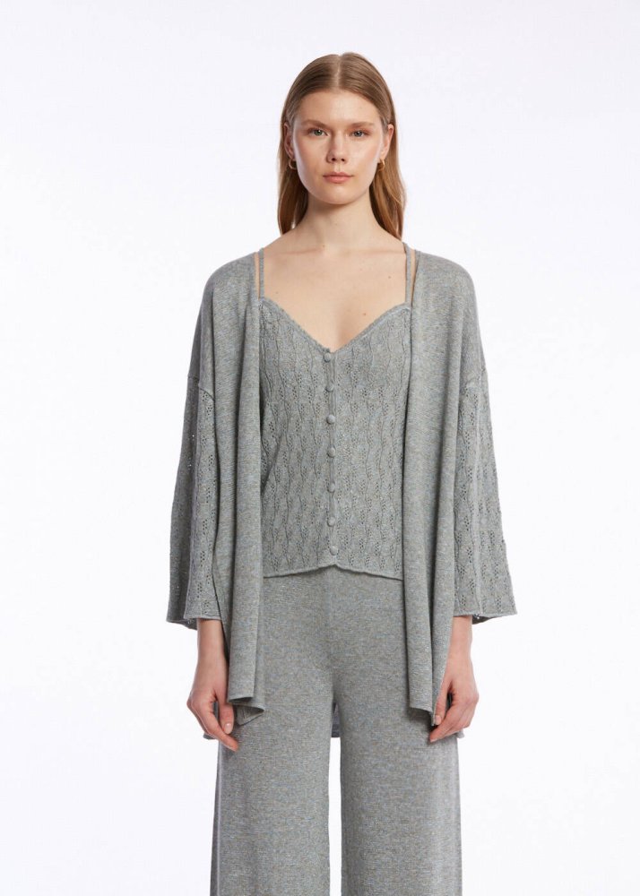 KNITSS - FRONT-TIE ICE KNIT CARDIGAN