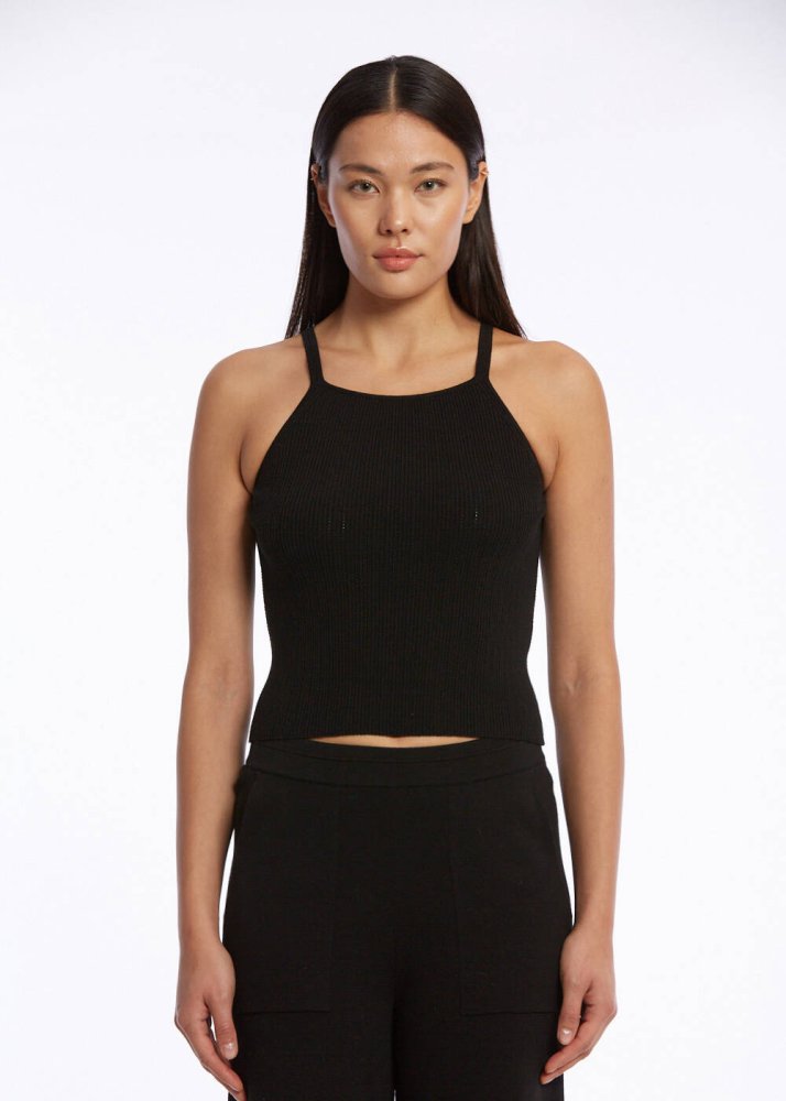 KNITSS - HALTER NECK BLACK KNIT TOP