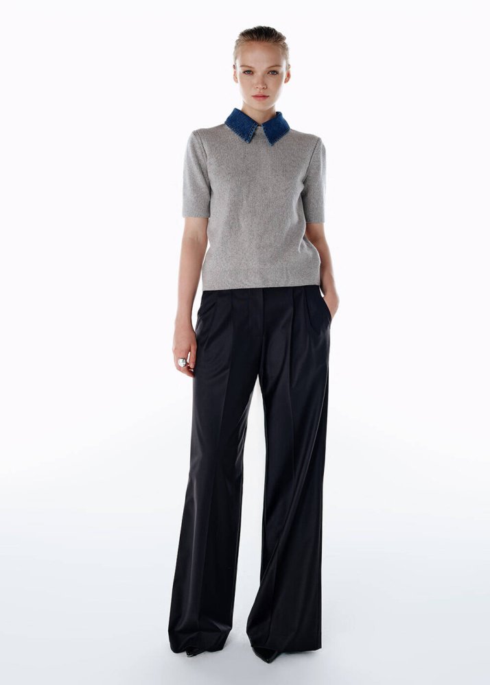 KNITSS - HIGH WAIST WOOL PANTS BLACK