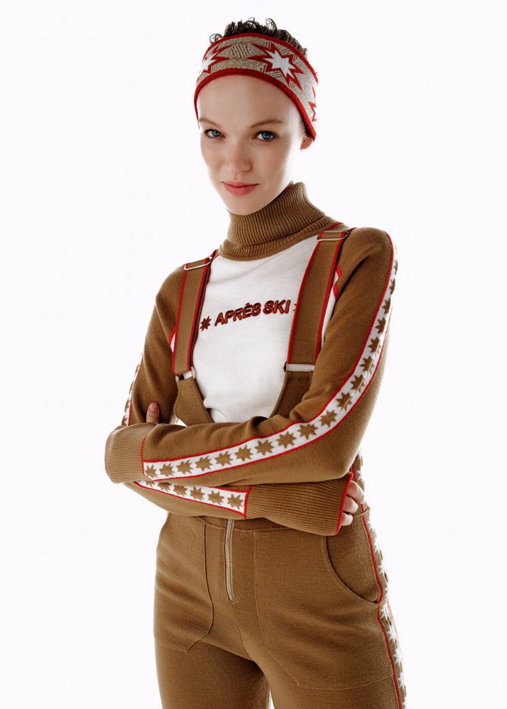 KNITSS - İkonik AprÈs-Skı Yıldız Desenli Headband Camel