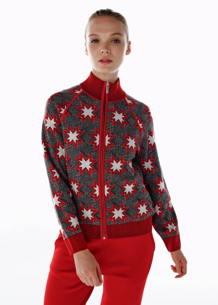 KNITSS - İkonik AprÈs-Skı Yıldız Desenli Triko Hırka Siyah