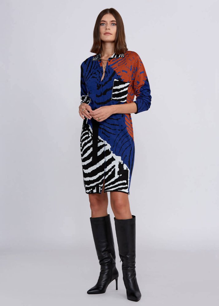 KNITSS - Intarsia Jacquard Detail Multıcolor Knit Tunic