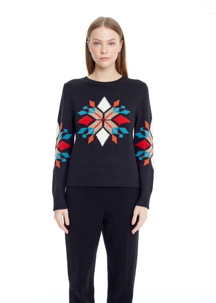 KNITSS - INTERSIA PATTERNED MERINO WOOL BLEND SWEATER