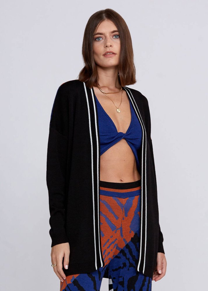 KNITSS - Jacquard Detailed Loose Fit Knit Cardigan