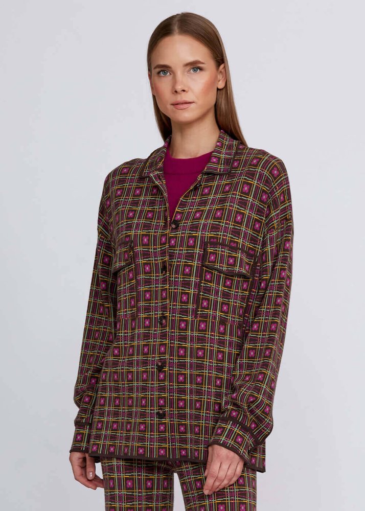 KNITSS - Jakar Desenli Rahat Kesim Triko Ceket