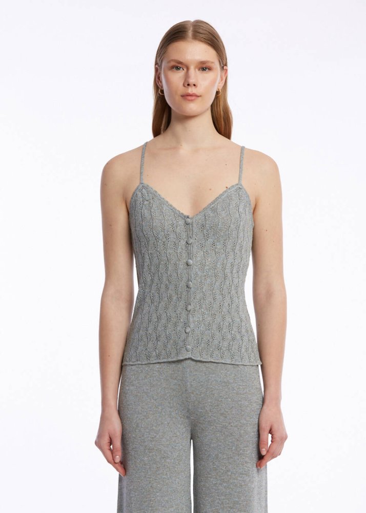 KNITSS - JEWEL BUTTONS ICE KNIT TOP