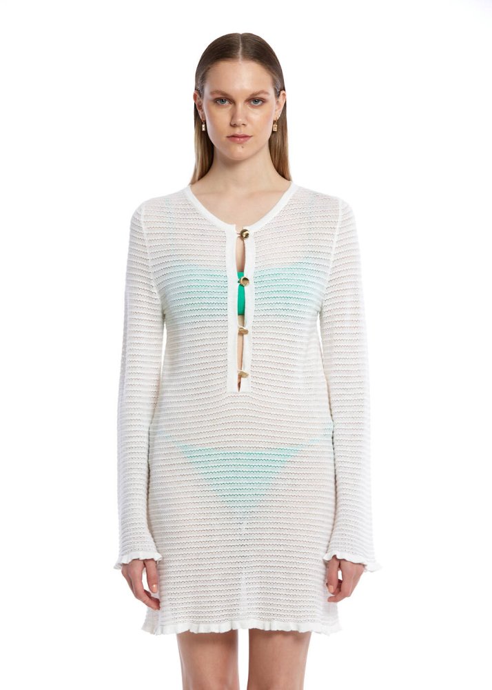 KNITSS - JEWEL BUTTONS PEARLY MINI KNIT DRESS