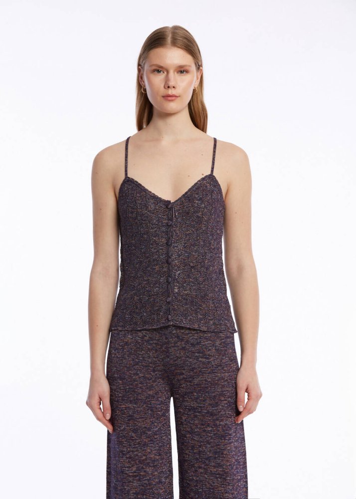 KNITSS - JEWEL BUTTONS PURPLE KNIT TOP