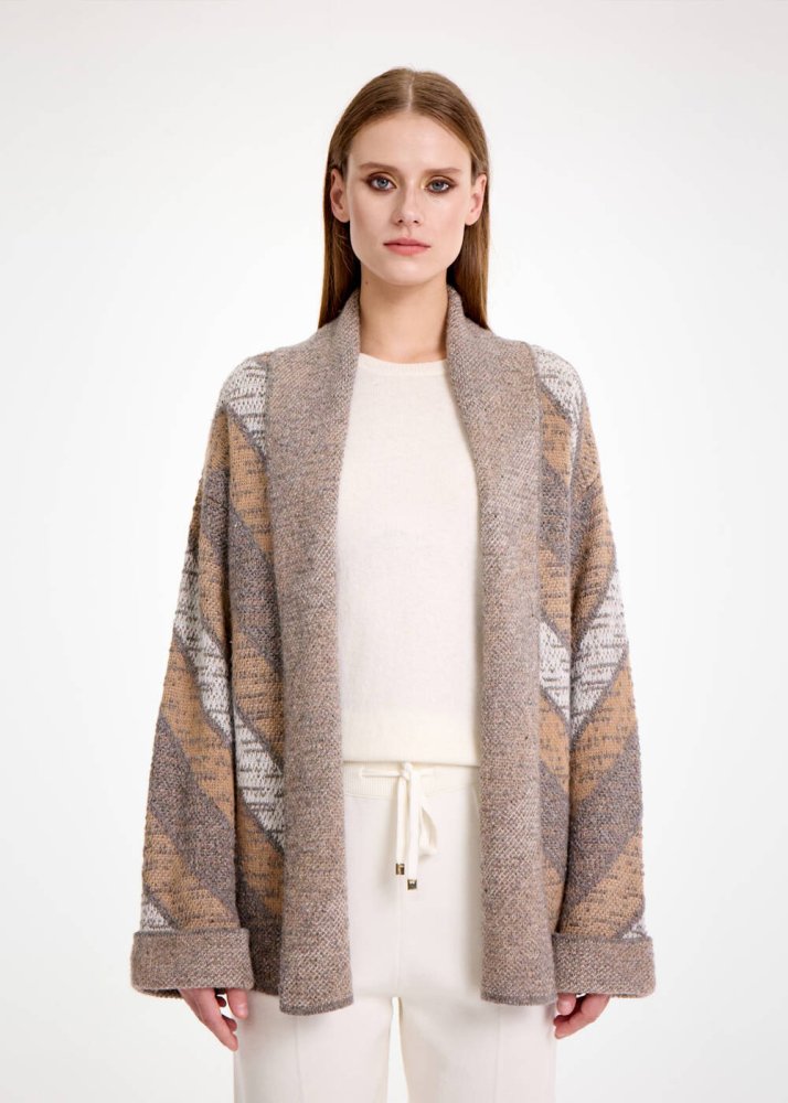 KNITSS - Kaşmir Karışımlı Camel Gri Triko Hırka KNITSS - Kaşmir Karışımlı Camel Gri Triko Hırka