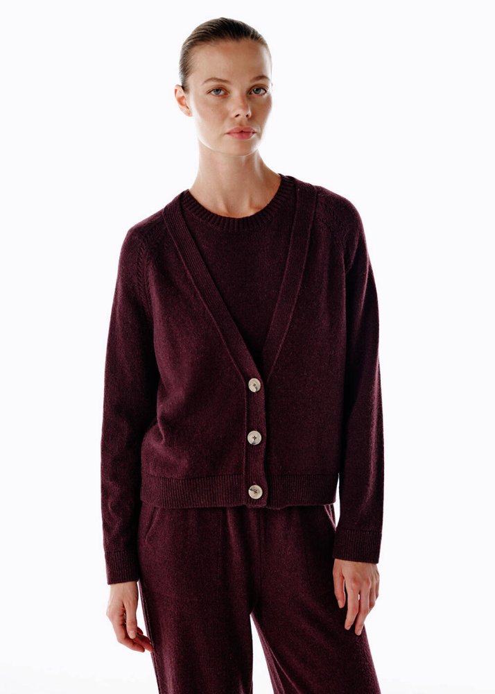 KNITSS - Kaşmir Triko Hırka Mürdüm