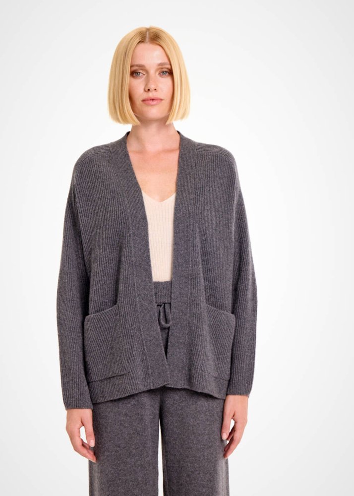 KNITSS - Koyu Gri Kaşmir Triko Hırka