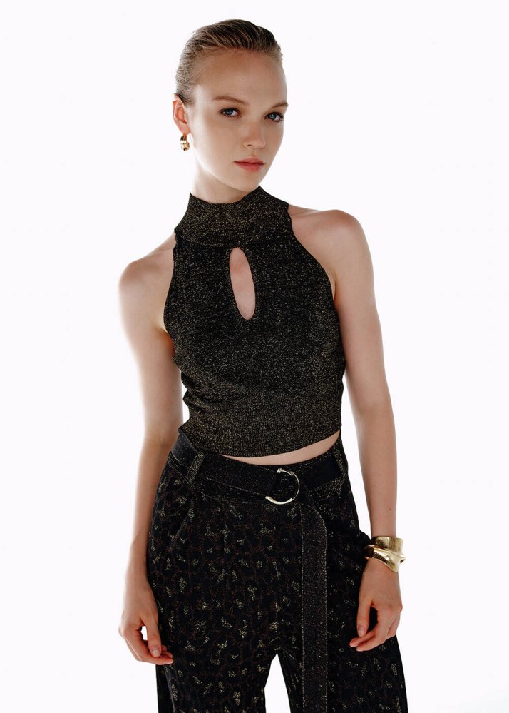 KNITSS - LEOPARD PATTERNED KNIT TOP