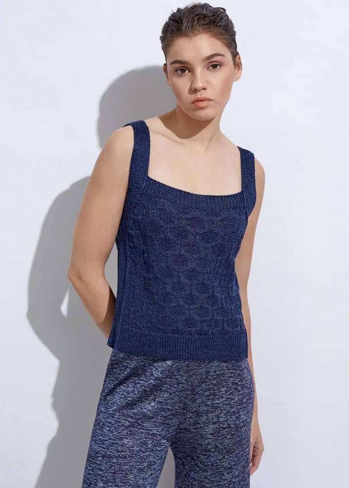 KNITSS - Lınen Sleeveless Ocean Knıt Top